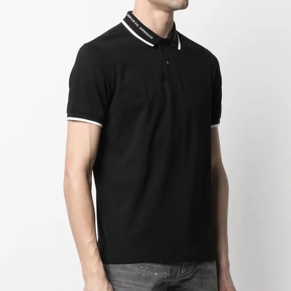 Emporio Armani logo-printed collared polo shirt Sz M - Picture 1 of 10